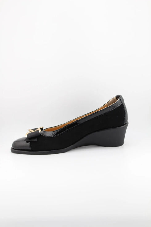 DFC Relax Wedge Heel Bow Accent Loafers